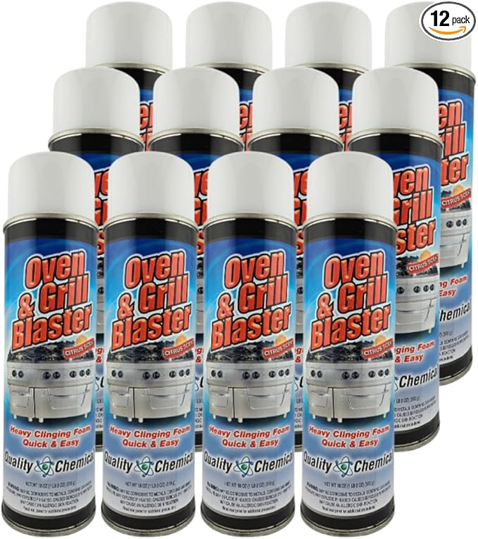 Quality Chemical Oven and Grill Blaster Heavy-Duty Oven Cleaner, Grease and Carbon Remover - 18 oz Can (Pack of 12)