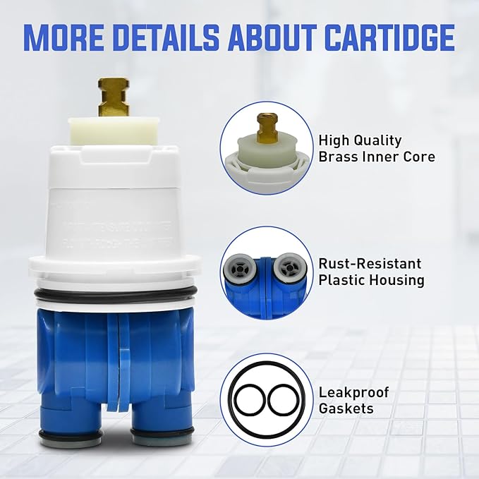 RP19804 Shower Cartridge Replacement for Delta 1300/1400 Series Single-Handle Tub and Shower Faucets and Monitor Valve (1993–2007), with RP22734 Bonnet Nut, Pressure-Balancing Valve Core
