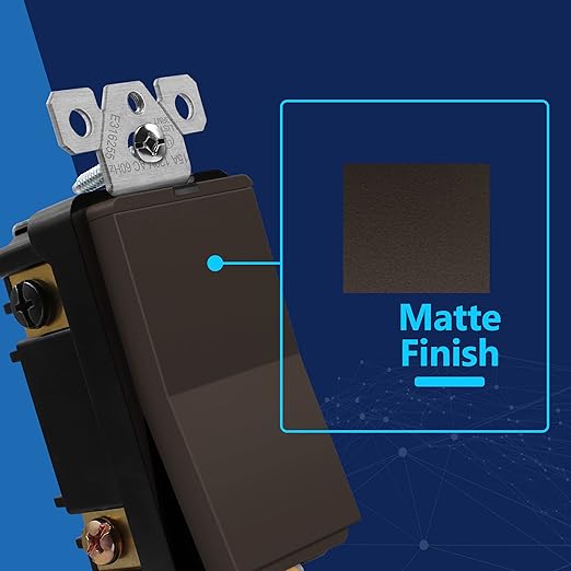 LIDER Minimalist Design Matte Finish Lighted 4-Way Decorator Light Switch, Four Way Frameless Rocker Switch, Residential/Commercial Grade, 15A 120V/277V, UL Listed, LS15-4W-BR, Brown