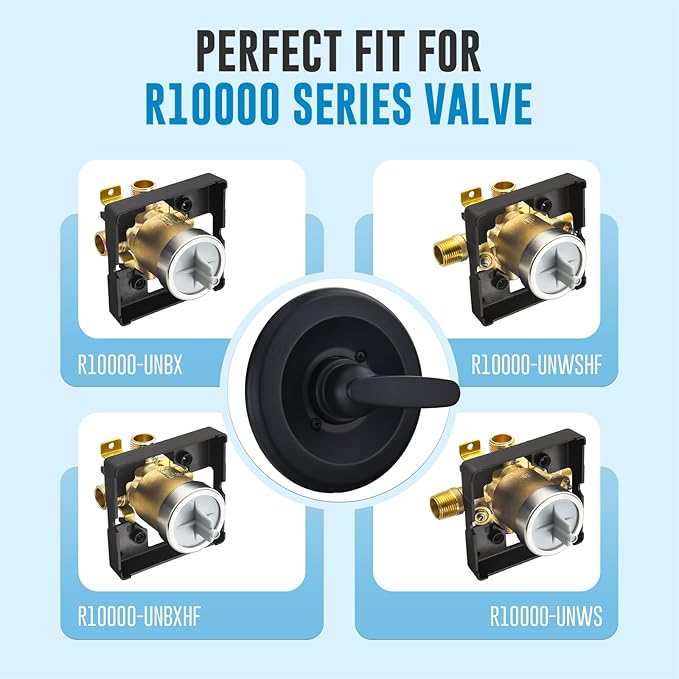 Replacement for Delta Classic 13 Series Single-Function Trim Kit, T13010 Shower Handle, Fit Delta Shower Valve R10000 Series, Matte Black (Cartridge Included)