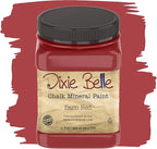 Dixie Belle Paint Company Chalk Finish Furniture Paint - Barn Red (32oz) - Matte Deep Red Chic Chalk Mineral DIY Furniture Paint