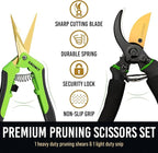 8.5" Professional Bypass Pruning Shears & Gardening Scissors Set - Super Sharp Premium Garden Shears | Pruning Shears For Gardening, Garden Hedge Clippers Handheld Pruners - Garden Scissors