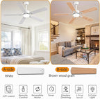 56inch Modern White Ceiling Fans with Lights and Remote/App Control, Dimmable LED, Reversible DC Motor, Noiseless, 6 Speeds Low Profile Ceiling Fan for Livingroom Indoor/Outdoor Use
