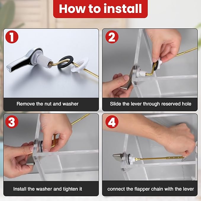 Saillong Universal Toilet Flusher Replacement Kit, Fill Valve, 2-Inch Flapper, Side Mount Handle Lever, Water-Saving, Adjustable Toilet Repair Kit Inside Tank, Easy to Install(1 Set,Blue Grey, Red)