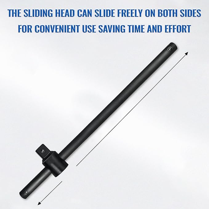 3/4" T-Handle Sliding Wrench Breaker Bar, 18.9 Inch Heavy Duty Steel Drive Socket Hand Tool, Gifts for Men & Dad