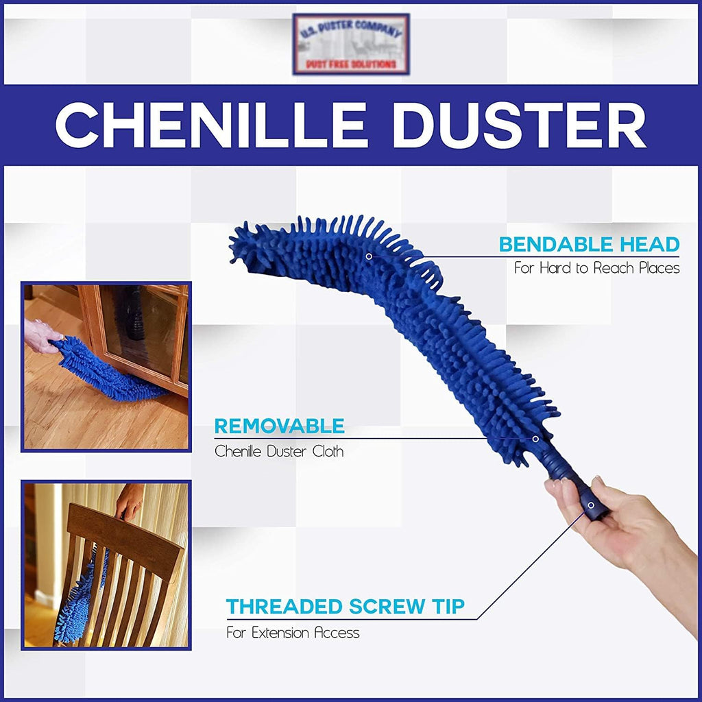 Spider Web Brush with Pole | Chenille Extension Duster, Aluminum Extension Rod | Extend 18-20 feet Cleaning High Ceilings, Cathedral Ceilings, Ceiling Fans