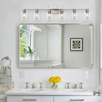 6-Light Bathroom Light Fixtures, Vanity with Clear Glass, Brushed Nickel Lighting Fixtures Over Mirror, 42inch Large Lights for Bathroom