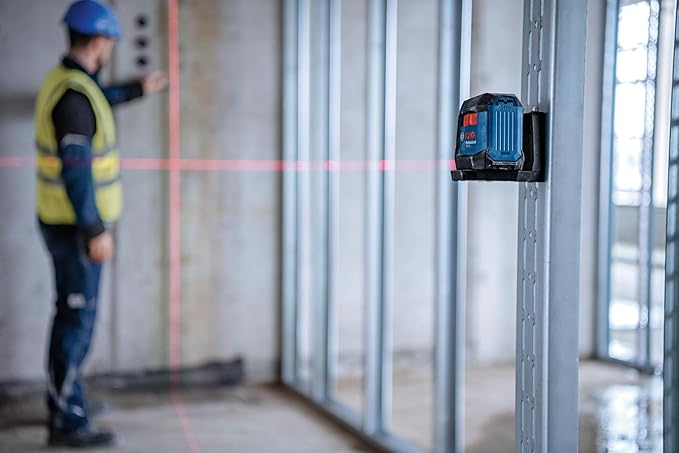 BOSCH GLL50-20 50 Ft Self-Leveling Cross-Line Laser, Includes Integrated Magnetic Mount & 2 AA Batteries