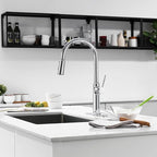 Polished Chrome Kitchen Faucets Solid Brass High Arc One-Handle Kitchen Faucet with Pull Down Sprayer,Kitchen Sink Faucets with Escutcheon