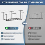 3X6FT Overhead Garage Storage Rack, 22"-48" Height Adjustable Garage Ceiling Storage Racks, Heavy Duty Metal Overhead Storage Organizer System, 450LBS Weight Capacity