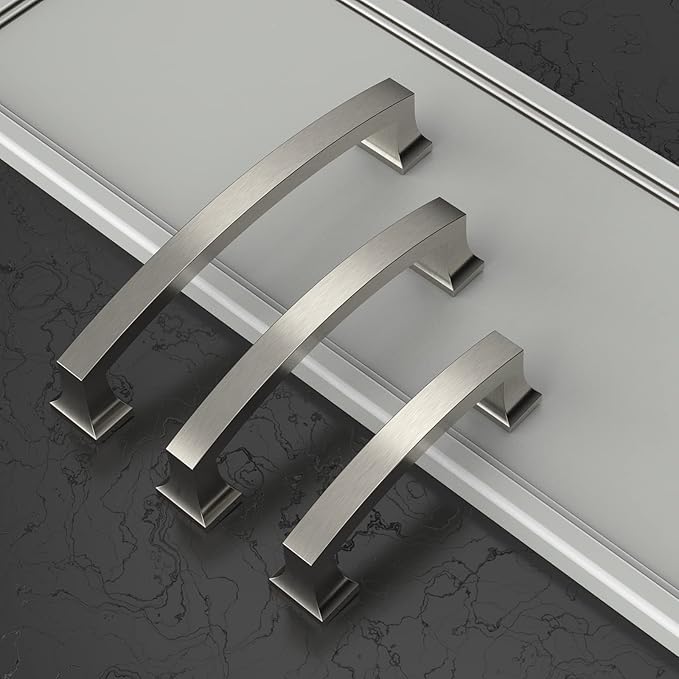 Asidrama 10 Pack 3 Inch(76mm) Hole Centers Kitchen Cabinet Handles, Brushed Satin Nickel Cabinet Pulls Kitchen Cabinet Hardware for Cupboard Drawer Pulls
