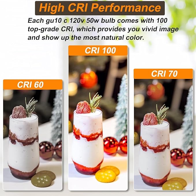 Vinaco GU10 Bulb, 6 Pack Halogen 120V 35W, Dimmable, MR16 GU10 Light Bulb with Long Lasting Lifespan, gu10+c for Track&Recessed Lighting, Gu10 Base Bulb, 35W MR16/FL/GU10, Warm White