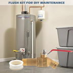 Water Heater Drain Valve 3/4" MNPT Full Port - Brass Sediment Flush Valve with 2 Inch Shank, 180° Handle Garden Hose Adapter Hot Water Heater Replacement Parts Fast Drain Tool Kit