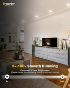 Ensenior 4 Inch LED Recessed Lighting 24 Pack, Dimmable Flat LED Can Lights, 5CCT Adjustable Color Temperature (2700K-5000K), 7W=77W 700LM, IC & Damp Rated, FCC