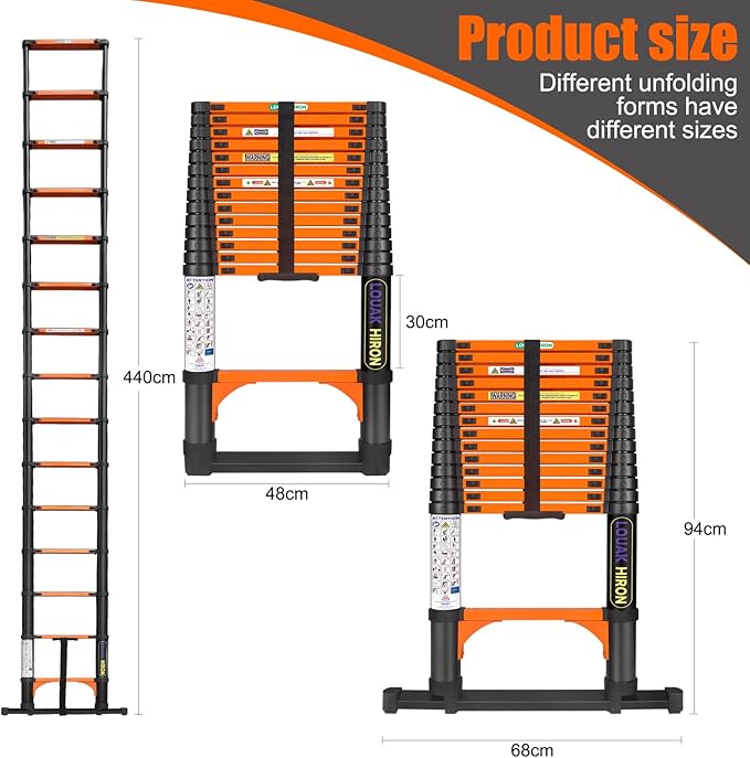 Telescopiing Ladder 12.5ft Extendable Extension Folding Non-Slip Ladder for Multi-Purpose Household