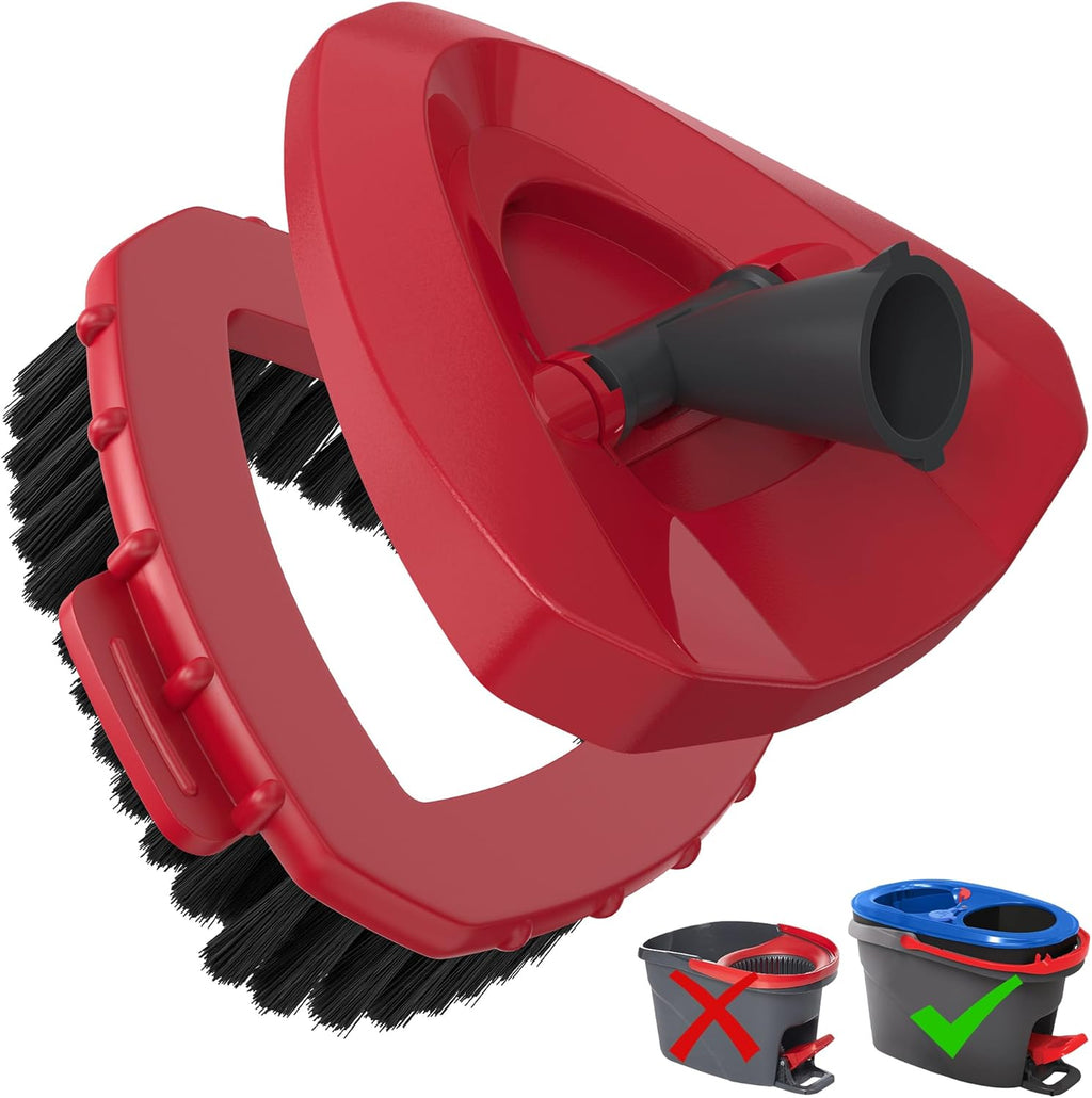 Scrub Brush with Mop Base — Aftermarket Replacement for 2‑Tank Spin Mop Systems, Triangle Scrub Head with Nylon Bristles for Hard Floor Cleaning — 1‑Pack