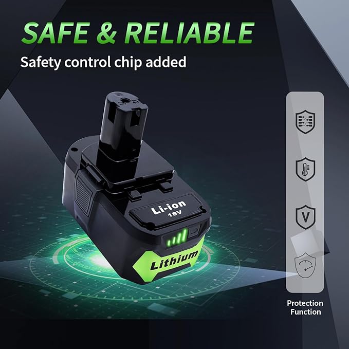 2 Packs 6.0Ah High Capacity Replacement for Ryobi 18v Battery P108 P104 P105 P102 P103 P122 P109 Li-ION Compatible with Ryobi 18V ONE+ System Cordless Power Tools and Charger