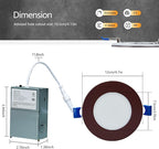 CycevSun 16 Pack Bronze Recessed Lighting 4 Inch with Night Light, Canless Ultra Thin Wafer Downlight Outdoor Exterior Soffit, Dimmable & 5 Color Temperature Selectable, 9W, ETL