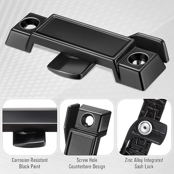 Saillong Replacement Sash Lock Compatible with Prime-line F 2590 for Vertical & Horizontal Sliding Windows, 2-1/4” Mounting Hole Centers, Broken Sash Locks for Additional Home Security(Black,3 Pack)