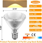 Par30 Halogen 75 Watt Flood Light Bulbs 120V,Par30 Long Neck Halogen Bulbs 12 Pack,E26 Base Dimmable 2700K Soft White Halogen Light Bulb for 5-6in Recessed/Ceiling Cans/Accent/Tracking Lights