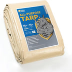 GUARD SHIELD Beige Tarp Heavy Duty Waterproof 16x16 Feet Outdoor Poly Tarps Cover Square Thick UV Resistant Canopy Tarpaulin with Grommets 10mil