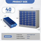 40-Drawer Parts Storage Cabinet – Multi-Purpose Organizer for Screws, Bolts, Nails, Craft Supplies, Legos, Makeup & Tools – Compact Plastic Drawer Unit for Garage, Workshop, Classroom & Home