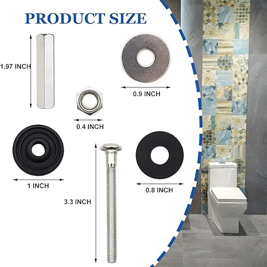 Upgraded Toilet Tank to Bowl Bolt Replacement Kit, Universal Heavy Duty Toilet Tank Bolts with Extra Long Nuts, Waterproof and Rustproof Stainless Steel(2 PCS)