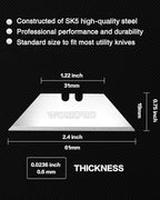 WORKPRO 50-Pack Utility Knife Blades with Dispenser, SK5 Steel Box Cutter, Standard Blades for Utility Knife Replacement