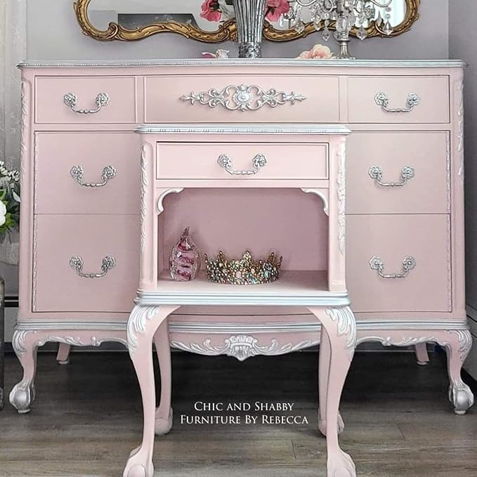 Dixie Belle Paint Company Chalk Finish Furniture Paint - Tea Rose (8 Fl Oz) - Matte Muted Mauve Chic Chalk Mineral DIY Furniture Paint