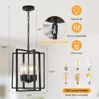 4 Light Modern Farmhouse Chandelier for Dining Room, Black Pendant Lights Fixtures for Kitchen Island, Foyer Lighting Fixtures High Ceiling for Entryway Hallway Living Room Bedroom