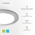 ASD 6 Pack LED Recessed Lighting 4 Inch 12W, 5 CCT 2700K-5000K CRI90+, IC Rated Ultra Thin Dimmable Ceiling Lights with J Box, Canless Wafer Downlight, Round Slim Panel Light, UL Listed, Nickel
