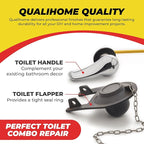 Qualihome Front Mount Chrome Toilet Handle Replacement Kit with 2 Inch Universal Toilet Flapper Replacement Kit and Stainless Steel Toilet Flapper Chain