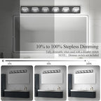 Ralbay 5 Color Temperature Black Bathroom Vanity Lights Fixtures Dimmable 40.4inch Acrylic Modern Matte Black Vanity Light for Bathroom 6 Lights