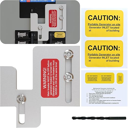 Generator Interlock Kit Compatible with Eaton Cutler Hammer BR Series 150 & 200 Amp Panels, 1 1/4-1 7/16 Inch Spacing Between Main Breaker and Branch Breaker, Professional Interlock Kit (EAT-PN200)