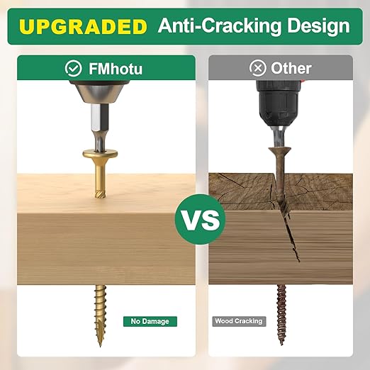 4-1/2 Inch Heavy-Duty Outdoor Deck Screws, 250Pcs Star Drive Decking Wood Screws, Rust Resistant Timber Screws for Timber/Log/Landscaping Wood (#14 x 4-1/2 Tan