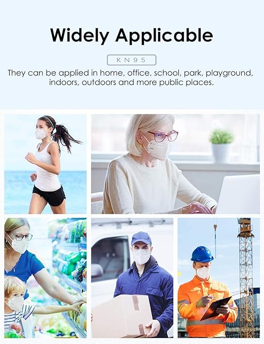 HUHETA KN95 Face Masks, 30 Packs Individually Wrapped, 5-Ply Breathable & Comfortable Safety Mask, Filter Efficiency=95%, Protective Cup Dust Masks Against PM2.5 (White Mask)