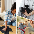 VitalCozy 6 Pcs Wine Glass Polishing Cloths Large Microfiber Cleaning Cloths 25 x 20 Inch Lintless Towels for Drying Wine Glasses Cleaning Window Stemware Dishes Glassware (12,Black，Grey)