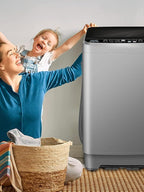 25 lbs Full Automatic Washing Machine with LED Display Compact Washing Machine with Drain Dump, 10 Wash Programs and 8 Water Levels Ideal for Dorms, Apartments, RV, Grey
