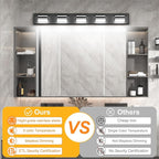 Ralbay 40.5inch Black Vanity Light with 5 Color Temperatures (3000K-6000K) Dimmable Metal Acrylic Modern LED Matte Black Bathroom Lighting Over Mirror (5-Light)