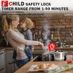 Karinear 2 Burner Electric Cooktop 12 Inch, Drop-in Electric Radiant Cooktop 220v - 240v with Child Safety Lock, Timer, Residual Heat Indicator, 3200W, Hard Wired, No Plug Electric Stove Top