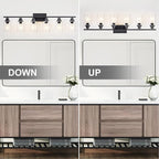 6 Light Bathroom Light Fixtures Black Vanity Light Over Mirror Modern Farmhouse Wall Lighting Sconces Wall Lamp for Bathroom, Bedroom, Living Room E26 Socket with Glass Shade