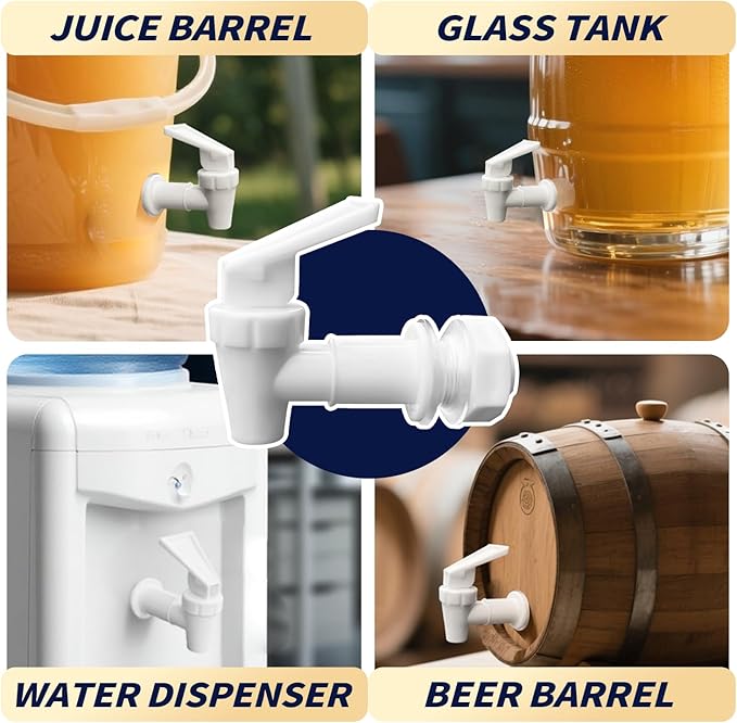 2 Pack Replacement Cooler Faucet Water Dispenser Tap Set BPA Free Plastic Spigot Water Beverage Lever Pour Dispenser Valve Water Crock Water Tap（2 White）