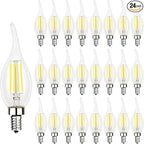 Energetic 24 Pack Dimmable Candelabra Led Light Bulb, CA10 Shape,Flame Tip Style, 60 Watt Equivalent, 500LM 5000K Daylight, E12 Base, LED Candelabra Bulb,CRI 90+, UL Listed, for Decoration
