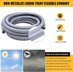 1/2 inch 150 Foot Liquid-Tight Conduit and Connector Kit, Flexible Non Metallic Electrical Conduit, With 10 Straight and 10 Angle Fittings and Pipe Strap