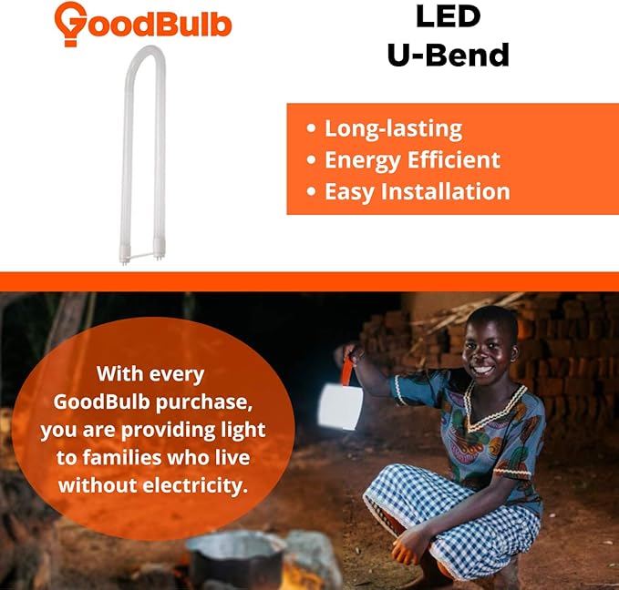 GoodBulb 15.5W T8 U Bend Fluorescent 6" Tube 5000K Daylight Medium Bi-Pin Base 2100 Lumesn 50000 Life Hours 13 Watts Car Dealership Lighting 10 Pack