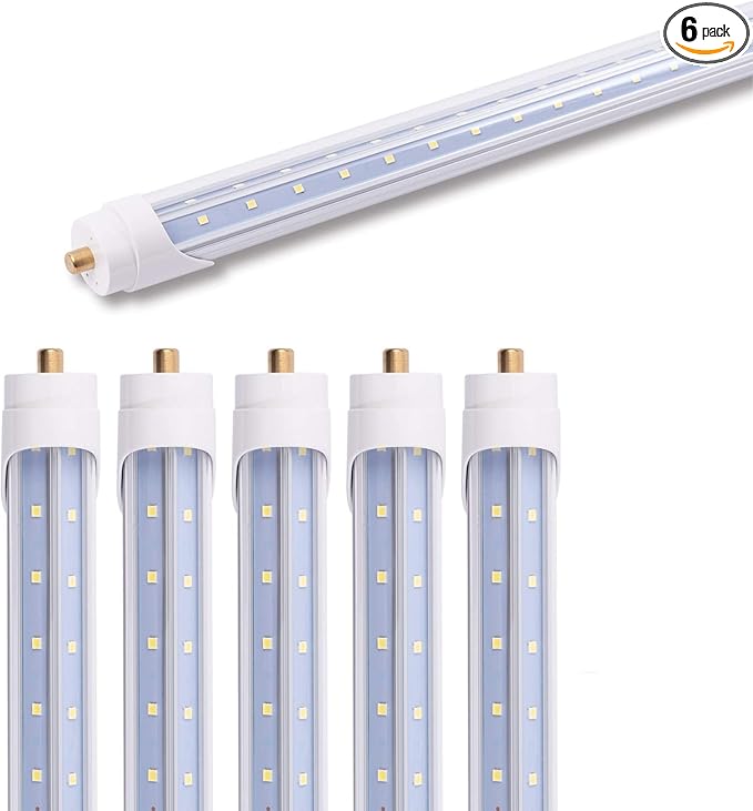 6-Pack 5FT 48W T8 LED Tube Light One Pin Fa8 Base Daylight 6000k V-Shaped Dual Row Extrabright LED Chips 5 Foot LED Bulbs to Replace T8 T10 T12 Fluorescent Light