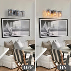 EDISLIVE Vintage Bathroom Vanity Light Black 3-Light Bath Wall Light Fixture with Ripple Block Shades Glass 23.6" E12 Antique Wall Sconce for Bedroom Hallway Living Room Vanity Mirror