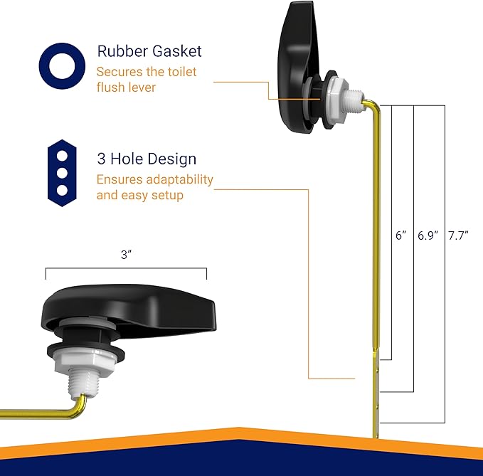 Toilet Handle Replacement (Black Finish, Front Mount)