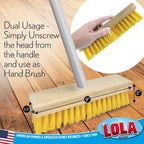 LOLA Deck Scrub Brush Outdoor Broom, Durable Bristles Remove Dirt, Grime, Grout, Leaves, Snow on Patios, Decks, Wet or Dry, 1 Pack
