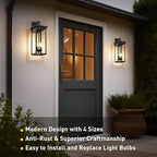 tewei 22 Inch Large Outdoor Wall Lights, Dusk to Dawn Outdoor Lighting Fixtures Black Modern Porch Light Outdoor Wall Sconce Lantern, Outside Lights for House Garage, 1 Pack